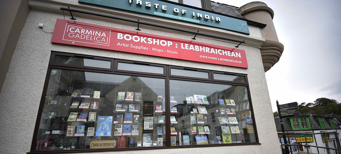 Our book shop in Portree on the Isle of Skye sells a variety of books postcards stamps music electronic goods art supplies and maps